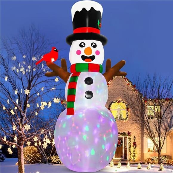 12FT Christmas Inflatables Outdoor Decoration, Giant Inflatable Snowman Cardinal